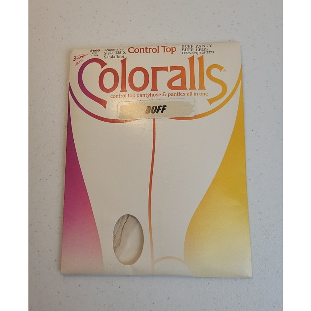 VTG Coloralls Colorless Control Top Hosiery Sandalfoot Pantyhose Size Queen‎